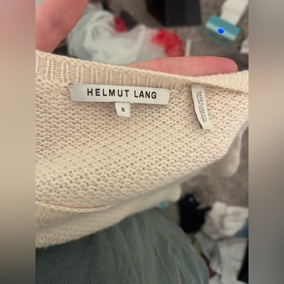 Helmut Lang Cropped Pullover Sweater Size Small Cream - Picture 3 of 5